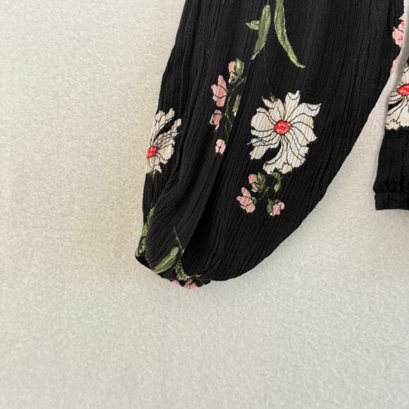 Hollister Floral Off the Shoulder Sz Med Bell Sleeves Crop Boho Peasant Y2K Top - Picture 11 of 11